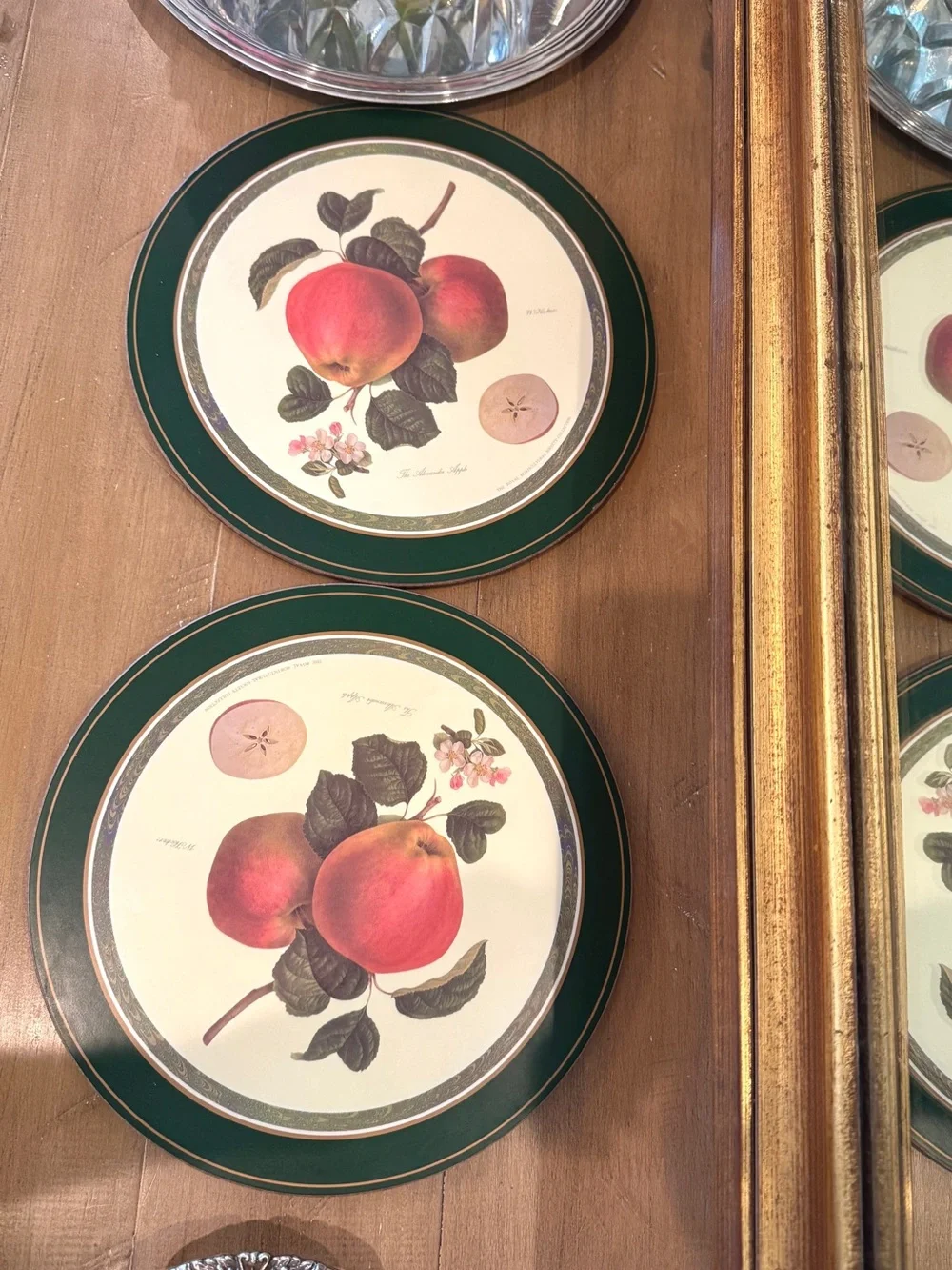 Pimpernel RHS W Hooker Cork Backed Trivets Set of 2 Botanical Apple Fruit